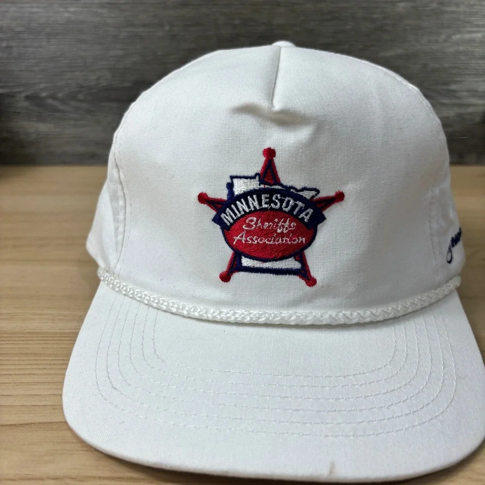 Vintage Minnesota Sheriffs Association Hat Cap Snapback White Police‎ 90s